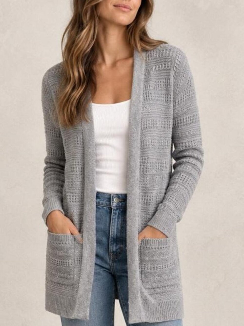 ABERCROMBIE & FITCH Grey Knit Cardigan - XS